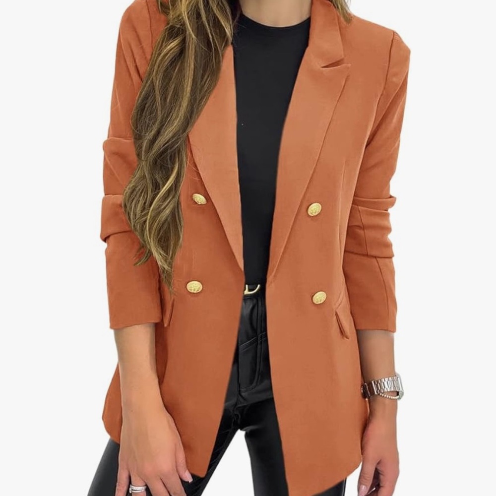 Women's Double-Breasted Tan Blazer